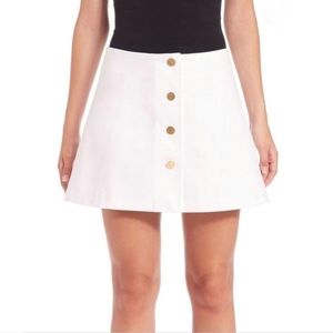 La Prestic Ouiston Mini Trapeze White Gold Button Skirt